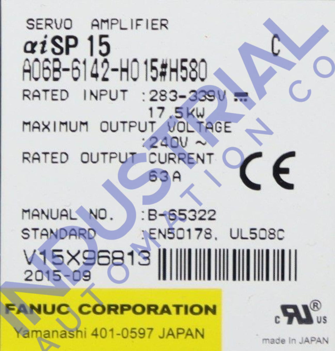FANUC A06B-6142-H015#H580 Spindle Amplifier Module