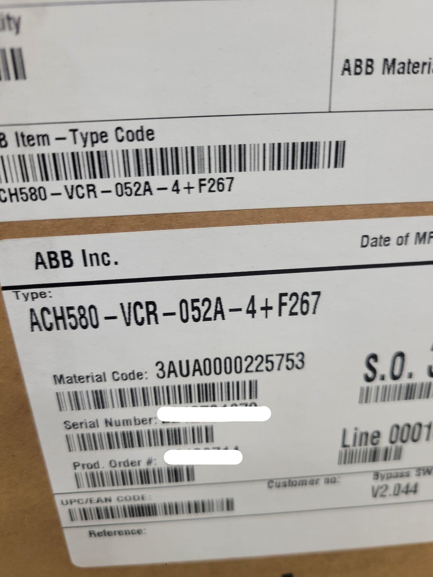 Abb Ach580-Vcr-052A-4 + F267