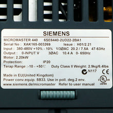 Load image into Gallery viewer, Siemens 6SE6440-2UD22-2BA1