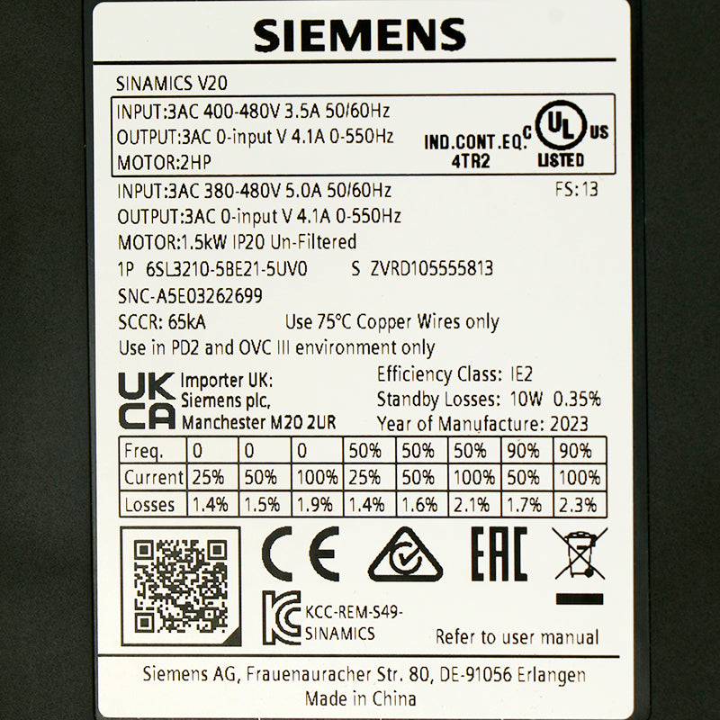 Siemens 6SL3210-5BE21-5UV0