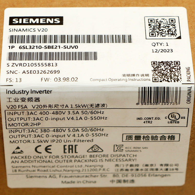 Siemens 6SL3210-5BE21-5UV0