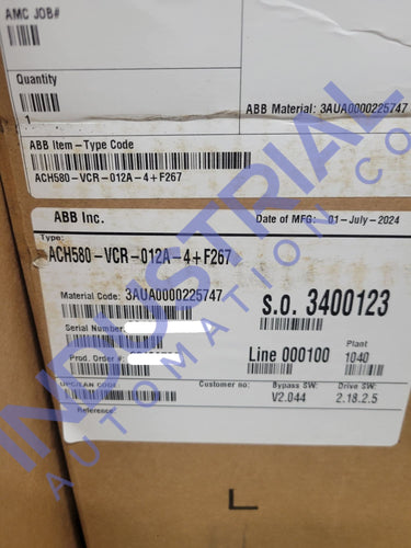 Abb Ach580-Vcr-012A-4 + F267 Adjustable Frequency Ac Drive