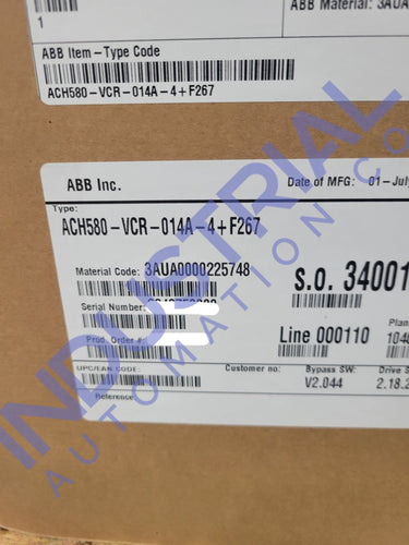 Abb Ach580-Vcr-014A-4 + F267 Adjustable Frequency Ac Drive