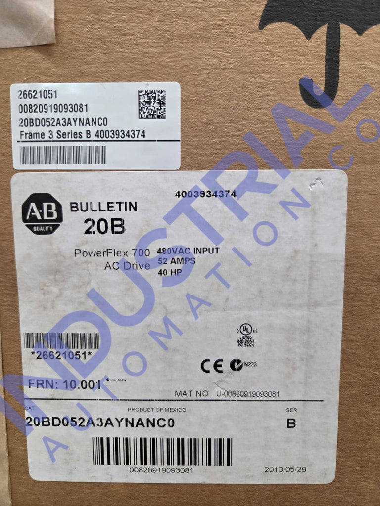 Allen Bradley 20BD052A3AYNANC0 Surplus Original Open Box