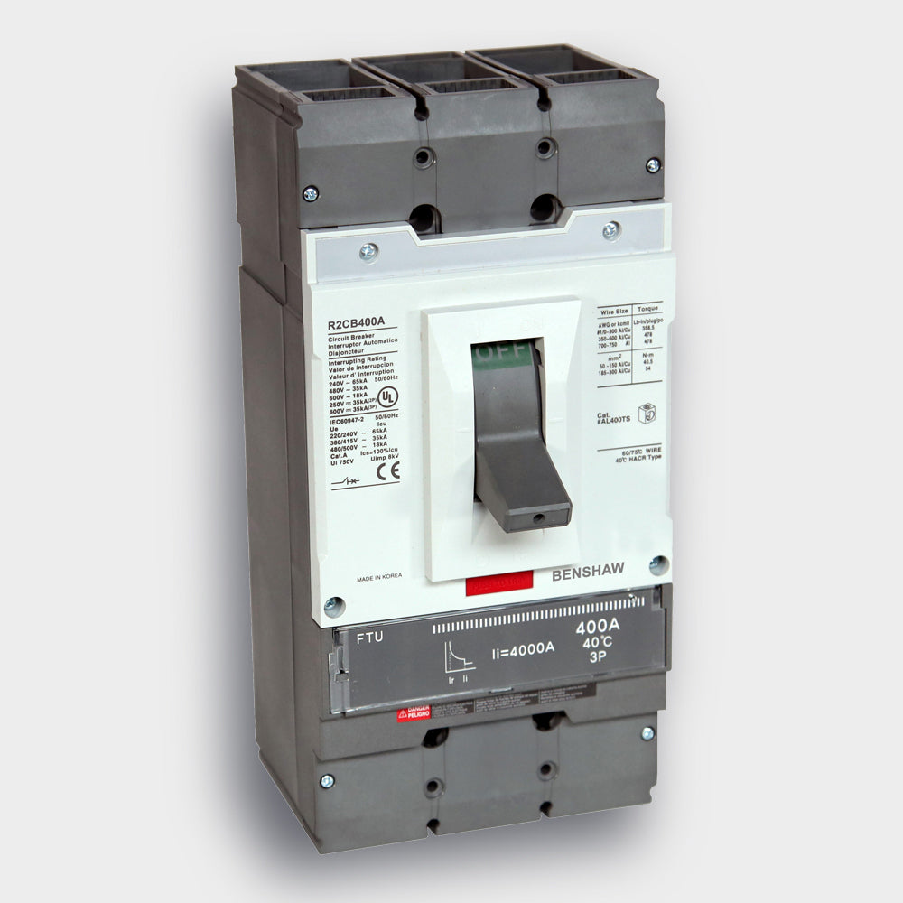 Circuit Breaker 400 A - 400 Frame 3P 600 VAC, H-High Fault, FTU Trip Unit, 65 KAIC Interrupt at 480 VAC