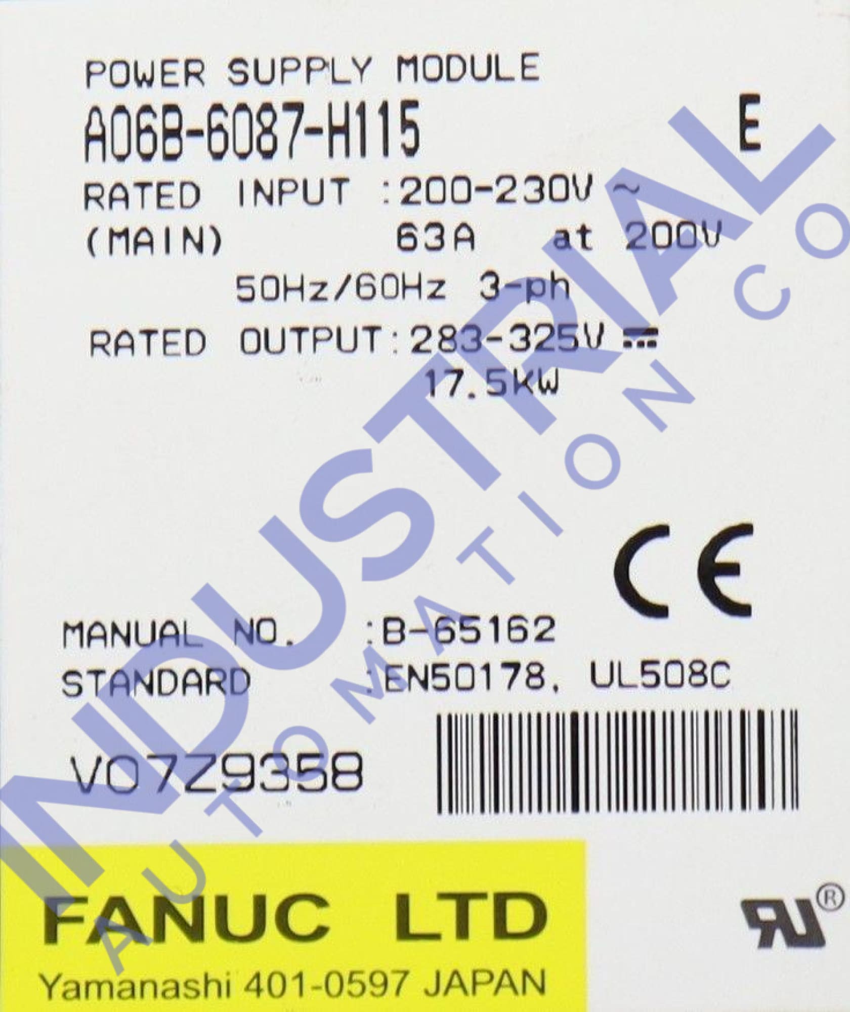 FANUC A06B-6087-H115 電源ユニット　動作保証 FANUC A06B-6087-H115 電源ユニット 動作保証 FANUC A06B-6087-H115
