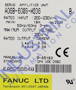 Fanuc A06B-6089-H206