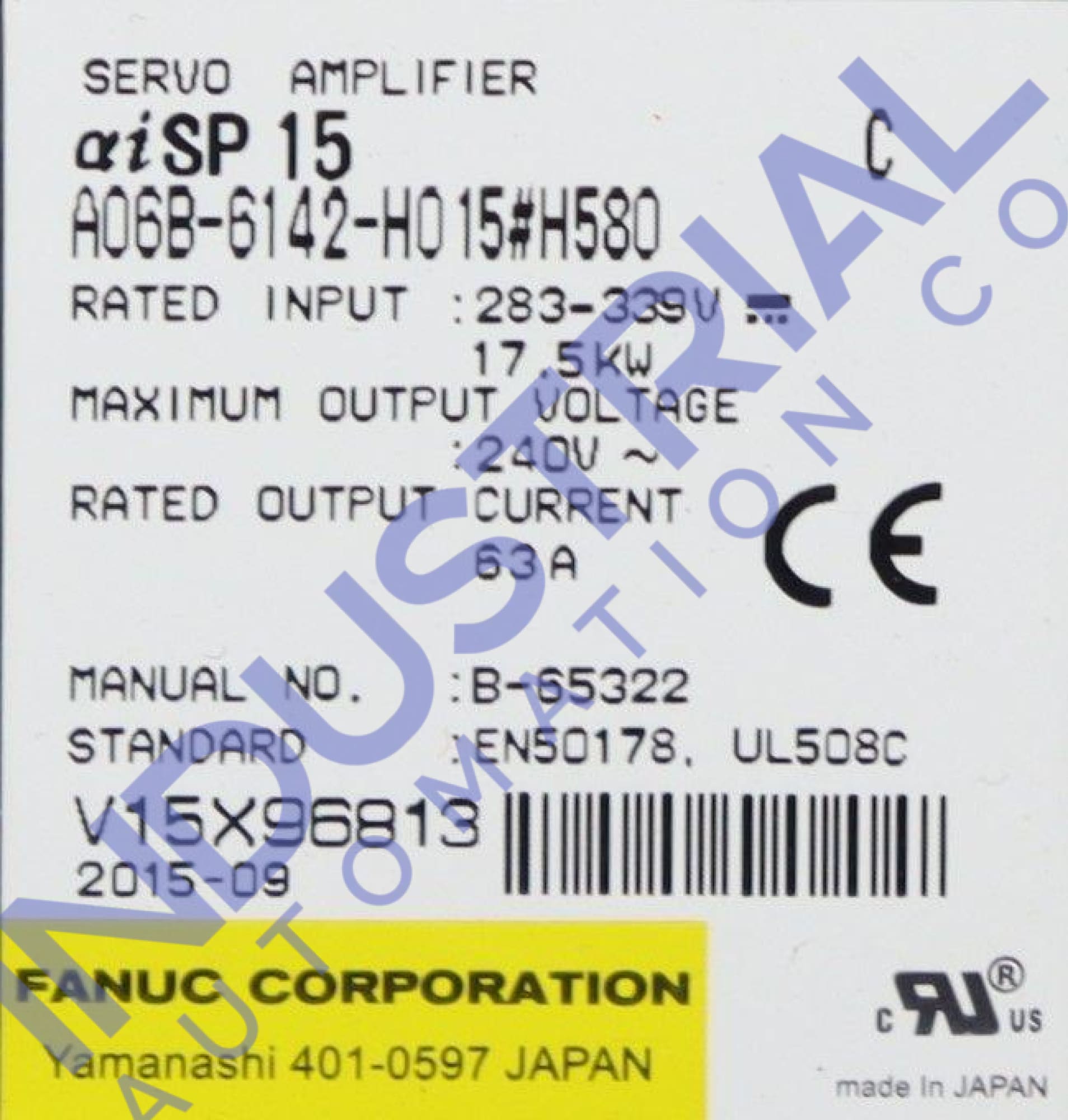 FANUC A06B-6142-H015#H580 Spindle Amplifier Module